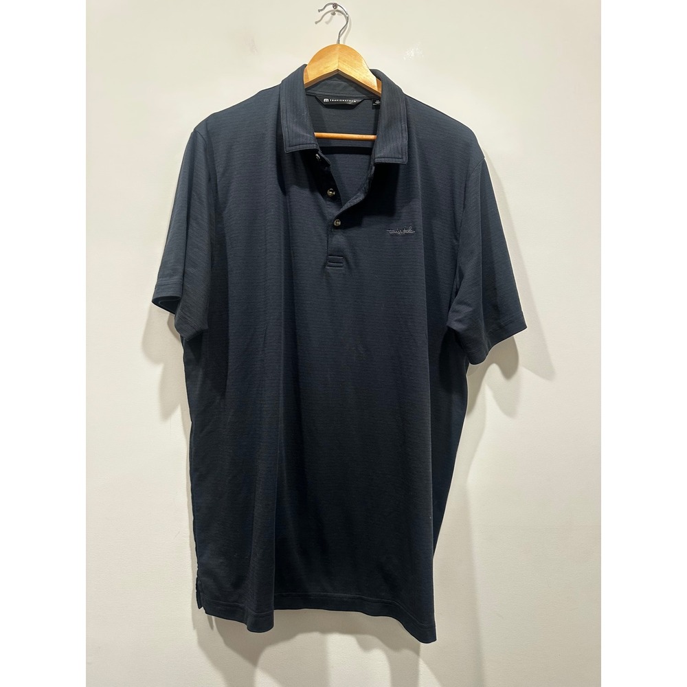TravisMathew Mens XXL Dark Gray Micro Stripe Performance Golf Polo Shirt